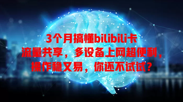 3个月搞懂bilibili卡流量共享，多设备上网超便利，操作稳又易，你还不试试？