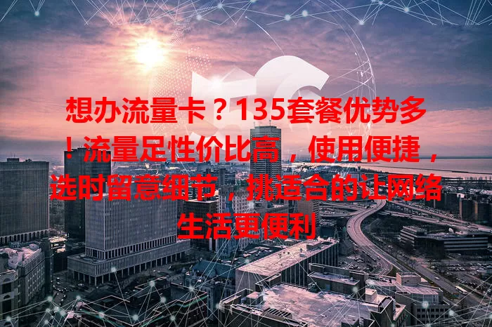 想办流量卡？135套餐优势多！流量足性价比高，使用便捷，选时留意细节，挑适合的让网络生活更便利
