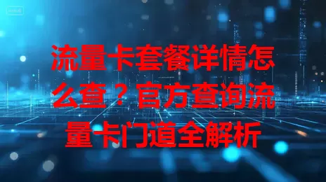 流量卡套餐详情怎么查？官方查询流量卡门道全解析