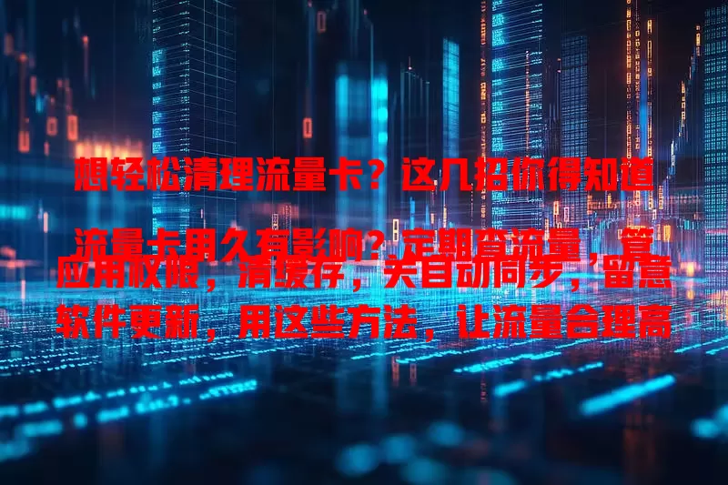 想轻松清理流量卡？这几招你得知道

流量卡用久有影响？定期查流量，管应用权限，清缓存，关自动同步，留意软件更新，用这些方法，让流量合理高效，告别浪费超支