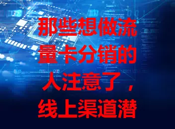 那些想做流量卡分销的人注意了，线上渠道潜力巨大！