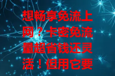 想畅享免流上网？卡密免流量超省钱还灵活！但用它要注意卡密来源正规，关注规定，谨慎操作，才能尽享便捷实惠