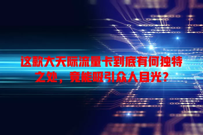 这款大天际流量卡到底有何独特之处，竟能吸引众人目光？