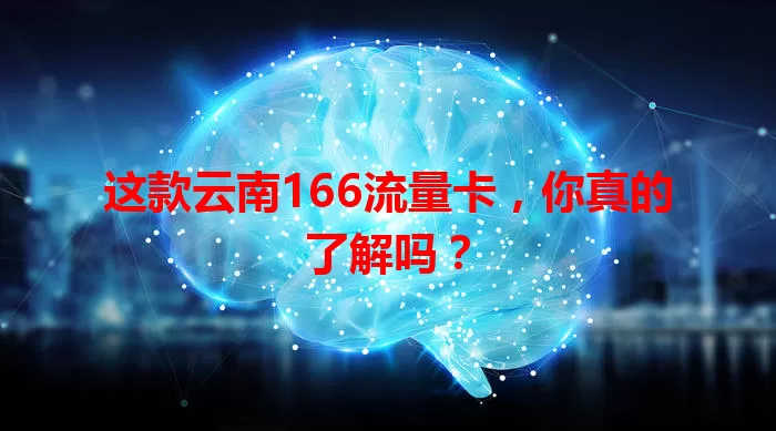这款云南166流量卡，你真的了解吗？