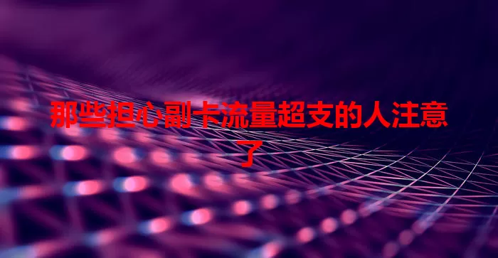 那些担心副卡流量超支的人注意了