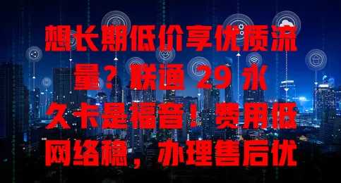 想长期低价享优质流量？联通 29 永久卡是福音！费用低网络稳，办理售后优，流量需求大的别错过