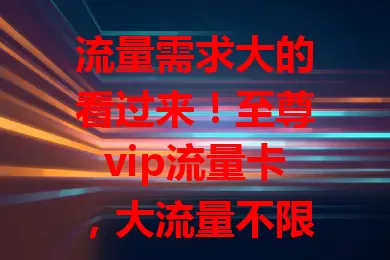 流量需求大的看过来！至尊vip流量卡，大流量不限速，网络超稳，套餐合理还可能含附加服务，是你的网络生活好帮手