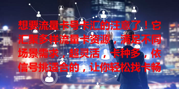 想要流量卡号卡汇的注意了！它汇聚多样流量卡资源，满足不同场景需求，超灵活，卡种多，依信号挑适合的，让你轻松找卡畅游数字世界