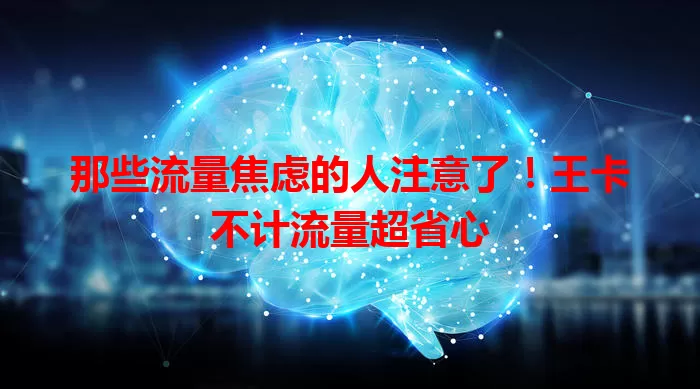 那些流量焦虑的人注意了！王卡不计流量超省心