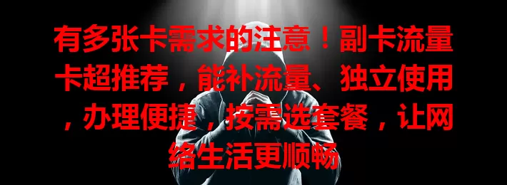 有多张卡需求的注意！副卡流量卡超推荐，能补流量、独立使用，办理便捷，按需选套餐，让网络生活更顺畅