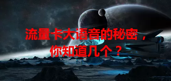 流量卡大语音的秘密，你知道几个？