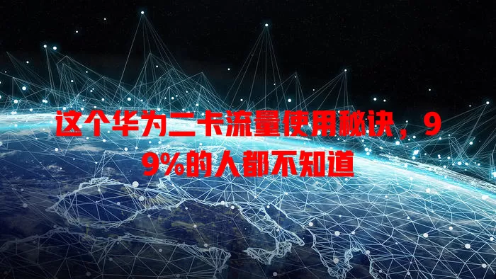 这个华为二卡流量使用秘诀，99%的人都不知道