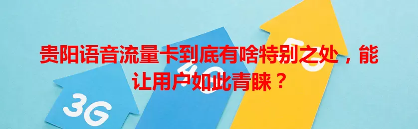 贵阳语音流量卡到底有啥特别之处，能让用户如此青睐？