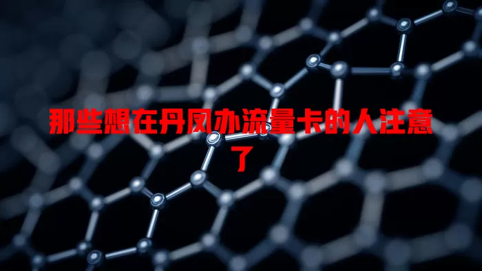 那些想在丹凤办流量卡的人注意了