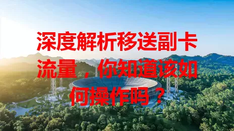 深度解析移送副卡流量，你知道该如何操作吗？