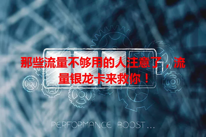 那些流量不够用的人注意了，流量银龙卡来救你！