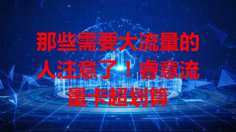 那些需要大流量的人注意了！睿意流量卡超划算