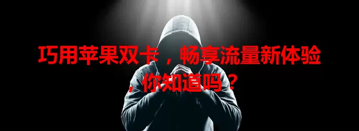 巧用苹果双卡，畅享流量新体验，你知道吗？