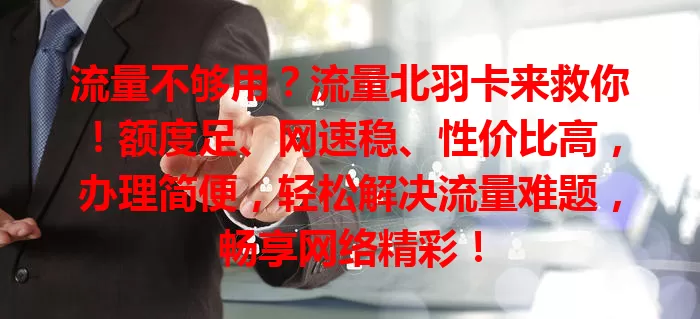 流量不够用？流量北羽卡来救你！额度足、网速稳、性价比高，办理简便，轻松解决流量难题，畅享网络精彩！