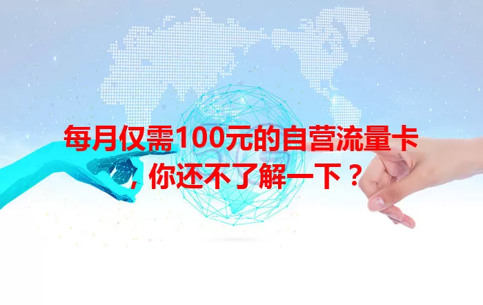 每月仅需100元的自营流量卡，你还不了解一下？