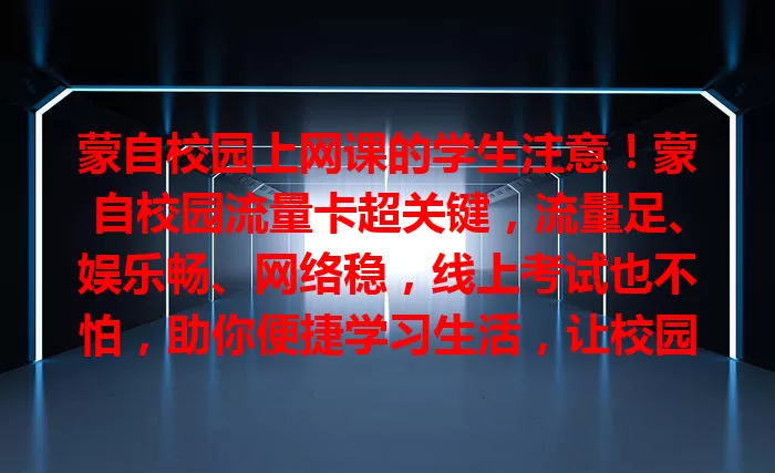 蒙自校园上网课的学生注意！蒙自校园流量卡超关键，流量足、娱乐畅、网络稳，线上考试也不怕，助你便捷学习生活，让校园时光更精彩