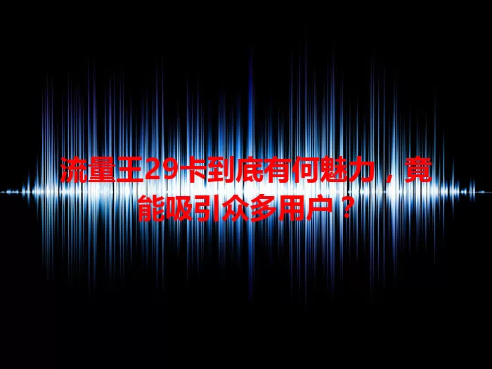 流量王29卡到底有何魅力，竟能吸引众多用户？