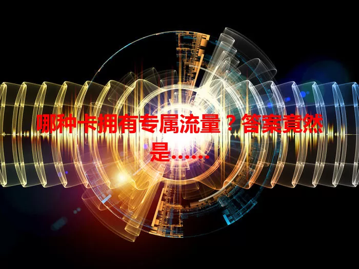 哪种卡拥有专属流量？答案竟然是……
