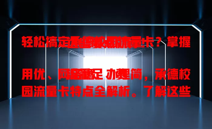 轻松搞定承德校园流量卡？掌握这些要点就行！

流量足、费用优、网络稳、办理简，承德校园流量卡特点全解析。了解这些，畅享校园网络精彩时光！