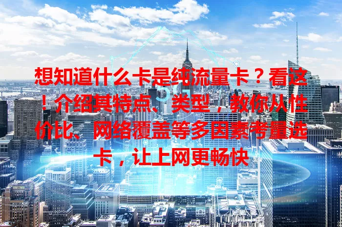 想知道什么卡是纯流量卡？看这！介绍其特点、类型，教你从性价比、网络覆盖等多因素考量选卡，让上网更畅快