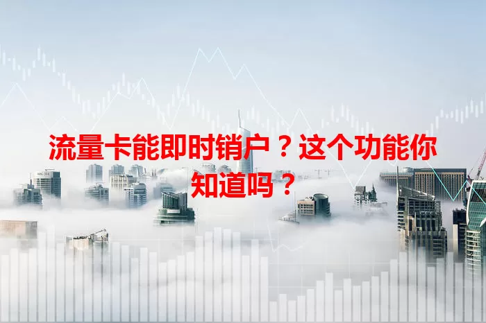 流量卡能即时销户？这个功能你知道吗？