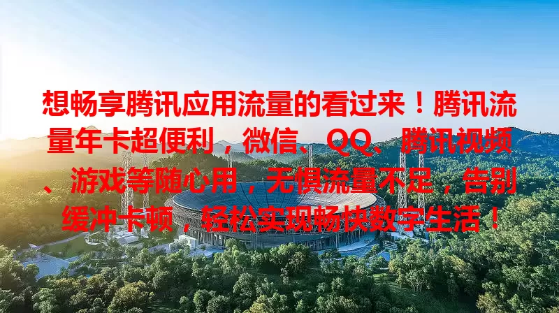 想畅享腾讯应用流量的看过来！腾讯流量年卡超便利，微信、QQ、腾讯视频、游戏等随心用，无惧流量不足，告别缓冲卡顿，轻松实现畅快数字生活！