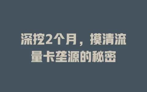 深挖2个月，摸清流量卡垄源的秘密
