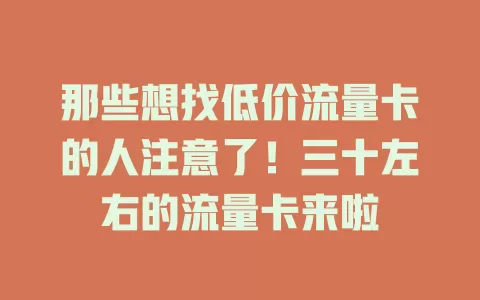 那些想找低价流量卡的人注意了！三十左右的流量卡来啦