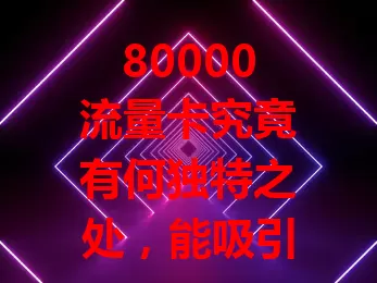 80000流量卡究竟有何独特之处，能吸引众多用户？