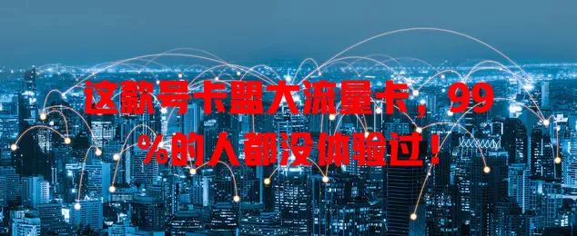 这款号卡盟大流量卡，99%的人都没体验过！