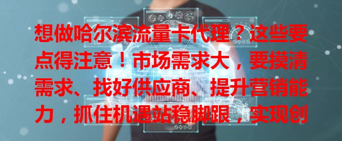 想做哈尔滨流量卡代理？这些要点得注意！市场需求大，要摸清需求、找好供应商、提升营销能力，抓住机遇站稳脚跟，实现创业梦，创造财富！