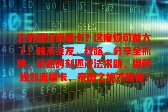 去泰国没流量卡？这麻烦可就大了！联系亲友、找路、分享全抓瞎，紧急时刻还没法求助。提前规划流量卡，泰国之旅才顺畅！