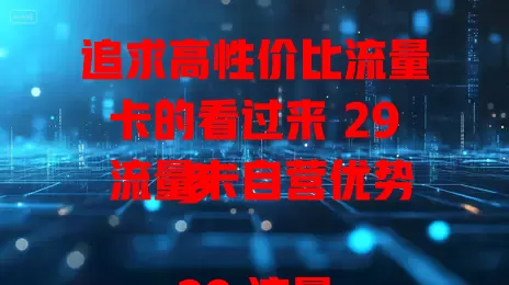 追求高性价比流量卡的看过来 29 流量卡自营优势多

29 流量卡自营能让用户低价享流量，套餐合理，服务有保障，价格亲民。选时要留意套餐详情与网络覆盖，多了解慎挑选，就能找到适配卡畅享网络便利