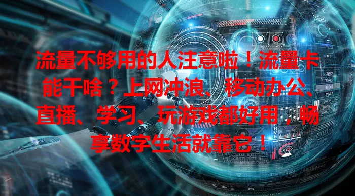 流量不够用的人注意啦！流量卡能干啥？上网冲浪、移动办公、直播、学习、玩游戏都好用，畅享数字生活就靠它！