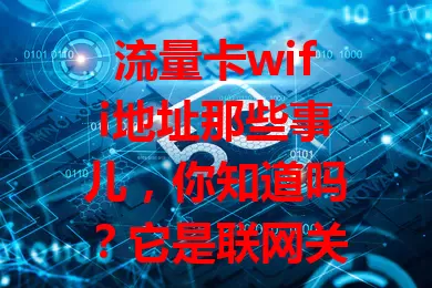 流量卡wifi地址那些事儿，你知道吗？它是联网关键标识，不同卡地址有别，设置要按说明。网络出问题，它是排查线索，重视它才能畅快上网！