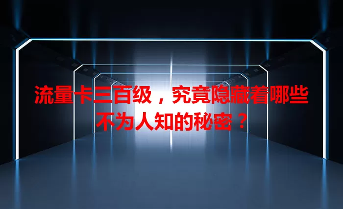 流量卡三百级，究竟隐藏着哪些不为人知的秘密？