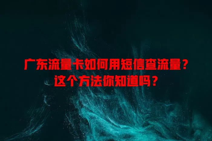 广东流量卡如何用短信查流量？这个方法你知道吗？