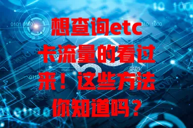 想查询etc卡流量的看过来！这些方法你知道吗？
