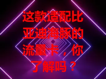 这款适配比亚迪海豚的流量卡，你了解吗？