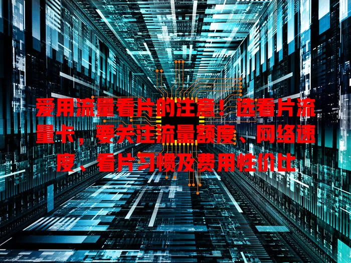 爱用流量看片的注意！选看片流量卡，要关注流量额度、网络速度、看片习惯及费用性价比