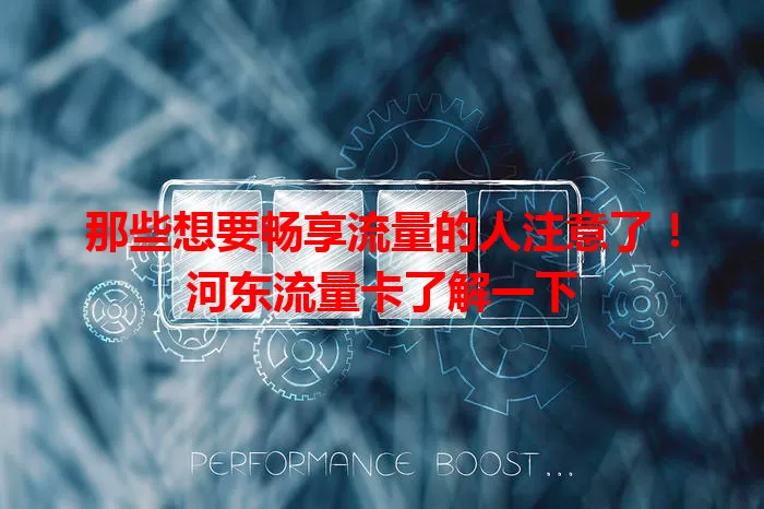 那些想要畅享流量的人注意了！河东流量卡了解一下