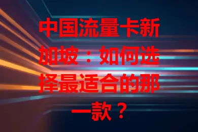中国流量卡新加坡：如何选择最适合的那一款？
