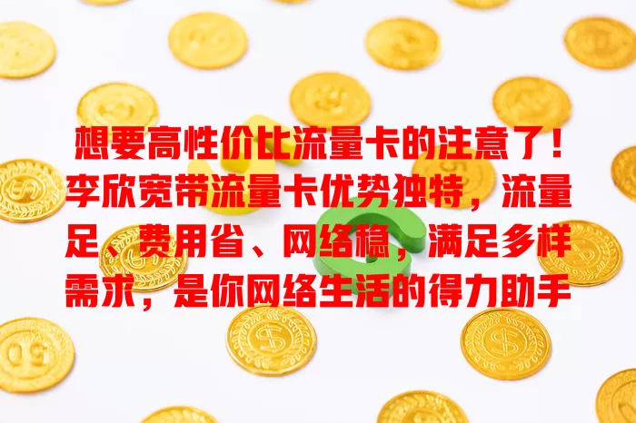 想要高性价比流量卡的注意了！李欣宽带流量卡优势独特，流量足、费用省、网络稳，满足多样需求，是你网络生活的得力助手！