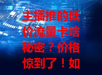 主播推的低价流量卡啥秘密？价格惊到了！如今流量超关键，直播里的低价卡超吸睛，限时优惠，主播详解套餐。消费者能直了解、互动提问。选时别盲目，对比差异，谨慎选就能低价畅玩网络！