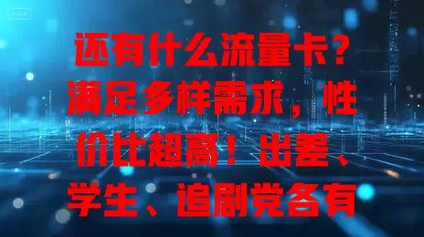 还有什么流量卡？满足多样需求，性价比超高！出差、学生、追剧党各有适配卡，按需选更便捷划算